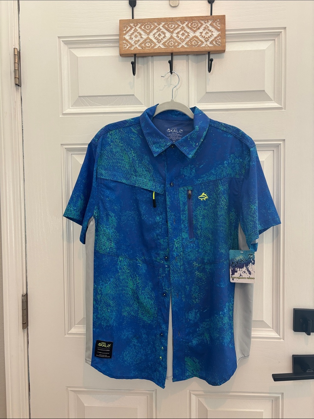 Loco Skailz performance fishing shirt NWT blue/gray   50 UV protection size M